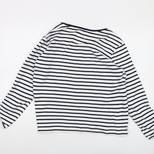 Voile Bleue Womens Black Striped Cotton Basic T-Shirt Size 2XL Round Neck