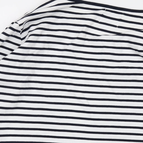Voile Bleue Womens Black Striped Cotton Basic T-Shirt Size 2XL Round Neck