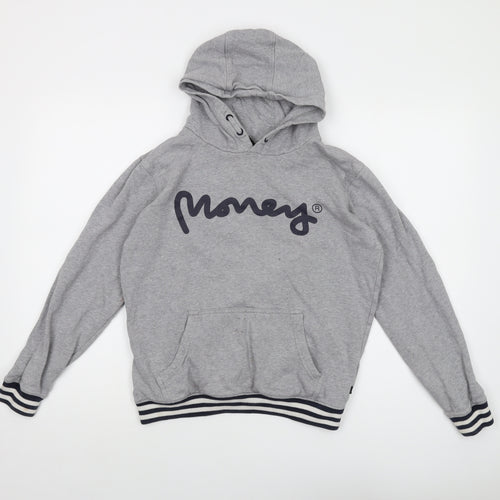 Money Boys Grey Cotton Pullover Hoodie Size 12-13 Years Pullover