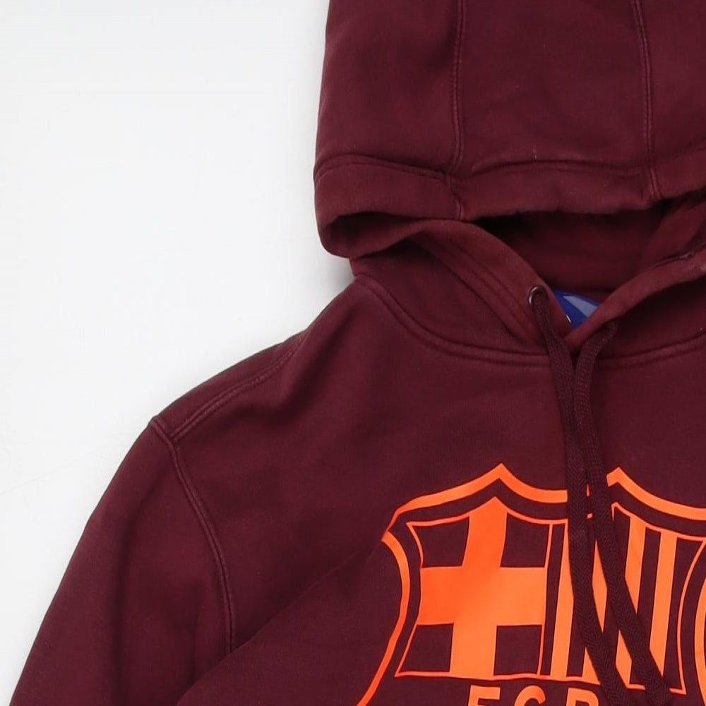 Nike Mens Red Cotton Pullover Hoodie Size M - FC Barcelona
