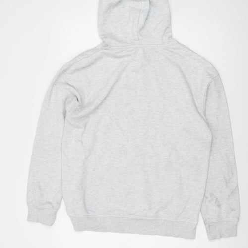 JACK & JONES Mens Grey Cotton Pullover Hoodie Size L