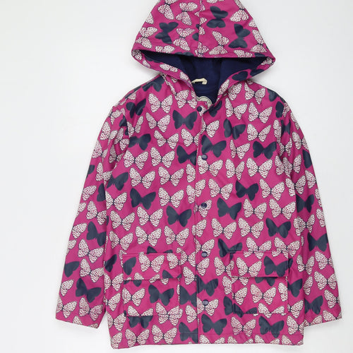 Hatley Girls Purple Geometric Rain Coat Coat Size 10 Years Snap - Butterfly Print