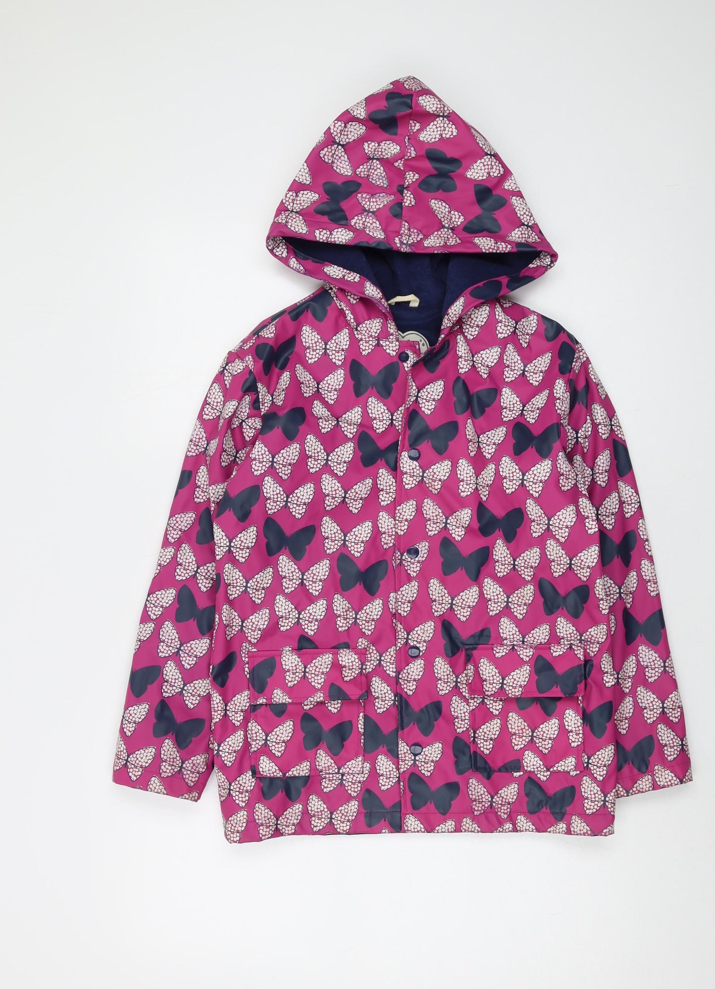 Hatley Girls Purple Geometric Rain Coat Coat Size 10 Years Snap - Butterfly Print