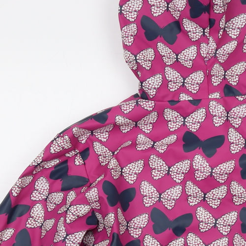 Hatley Girls Purple Geometric Rain Coat Coat Size 10 Years Snap - Butterfly Print
