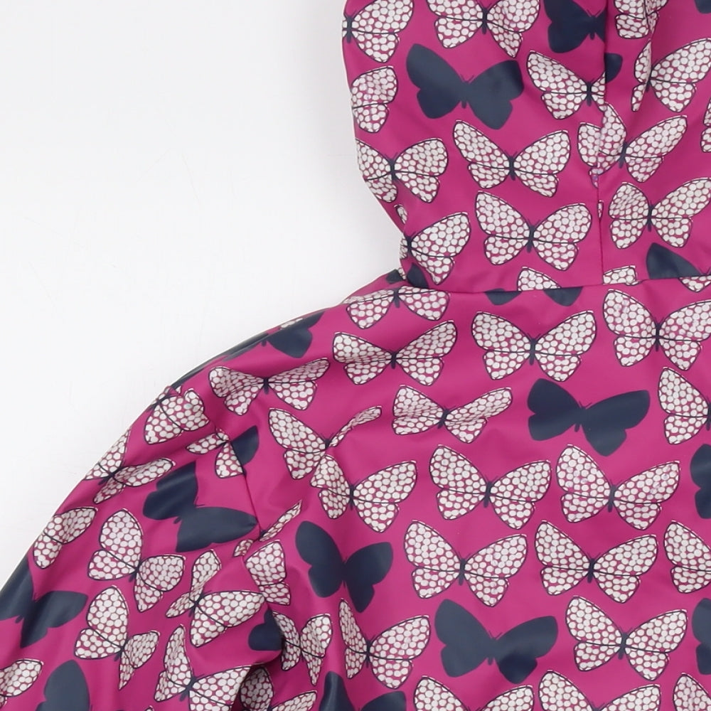 Hatley Girls Purple Geometric Rain Coat Coat Size 10 Years Snap - Butterfly Print