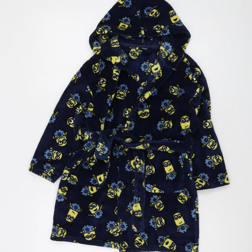 Minions Boys Blue Geometric Polyester Robe Size 4-5 Years Tie