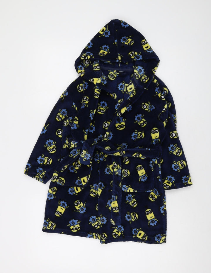 Minions Boys Blue Geometric Polyester Robe Size 4-5 Years Tie