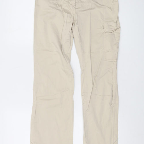 Sportmax Womens Beige Cotton Trousers Size 10 L26 in Regular Hook & Eye