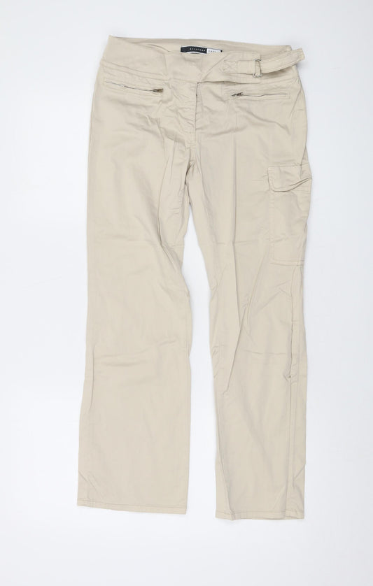 Sportmax Womens Beige Cotton Trousers Size 10 L26 in Regular Hook & Eye