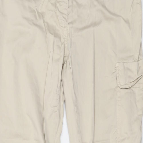 Sportmax Womens Beige Cotton Trousers Size 10 L26 in Regular Hook & Eye