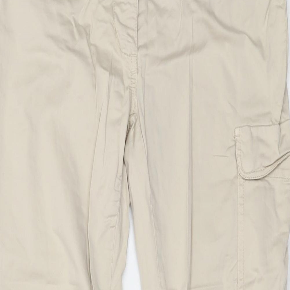 Sportmax Womens Beige Cotton Trousers Size 10 L26 in Regular Hook & Eye