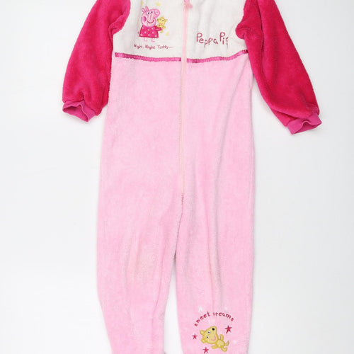 Peppa Pig Girls Pink Geometric Polyester Kimono Robe & Gown Set Size 4-5 Years Zip