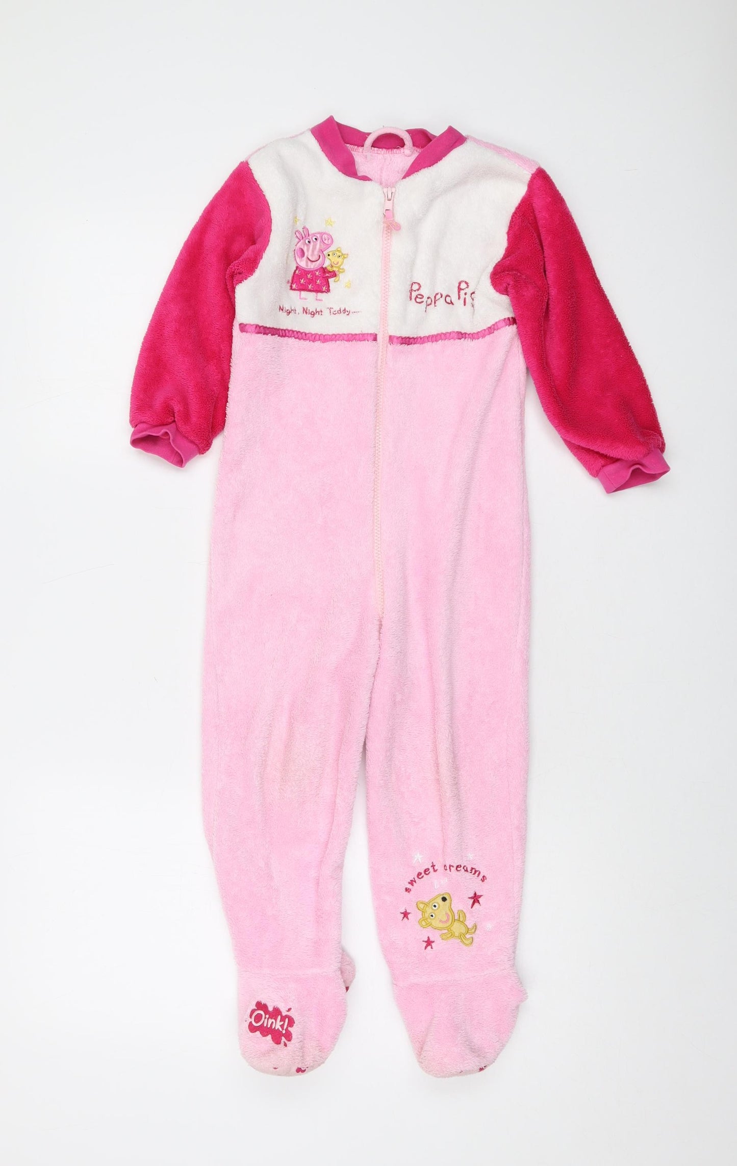 Peppa Pig Girls Pink Geometric Polyester Kimono Robe & Gown Set Size 4-5 Years Zip