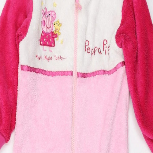 Peppa Pig Girls Pink Geometric Polyester Kimono Robe & Gown Set Size 4-5 Years Zip