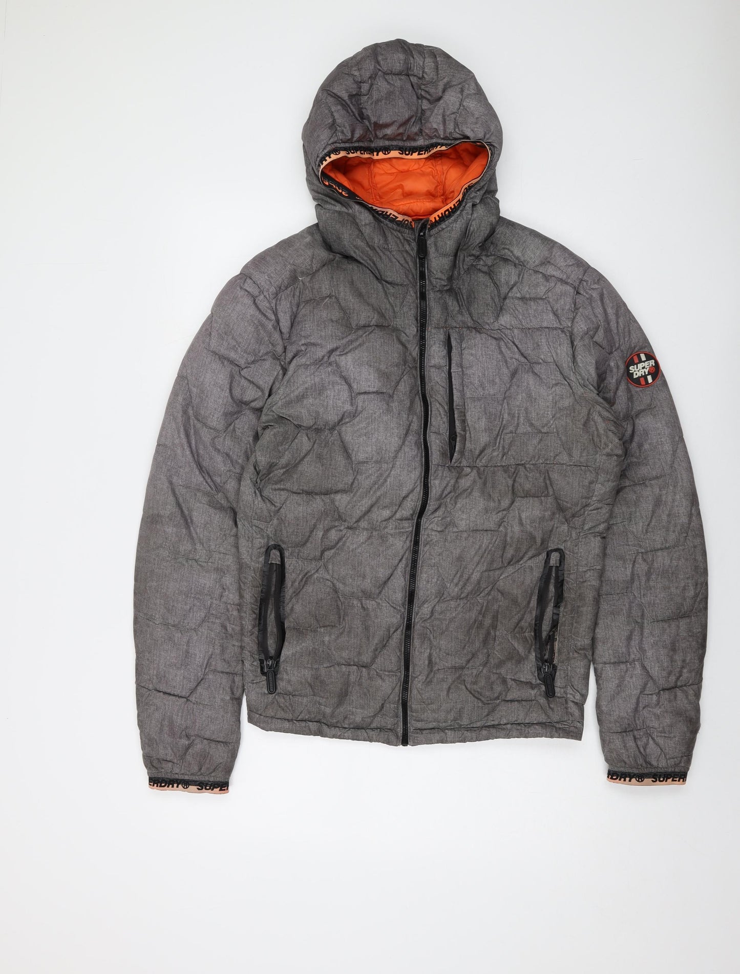 Superdry Mens Grey Puffer Jacket Jacket Size M Zip