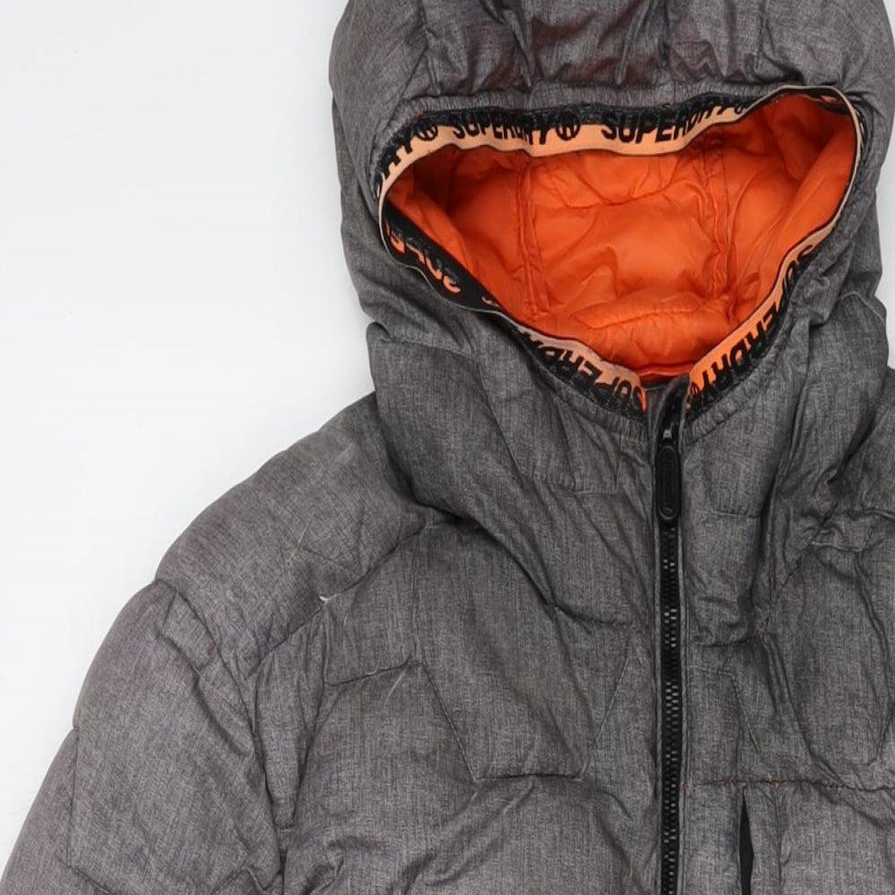 Superdry Mens Grey Puffer Jacket Jacket Size M Zip