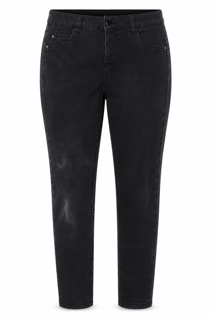 Front view of Monsoon women’s grey cotton skinny jeans, size UK 16, 27-inch leg regular button