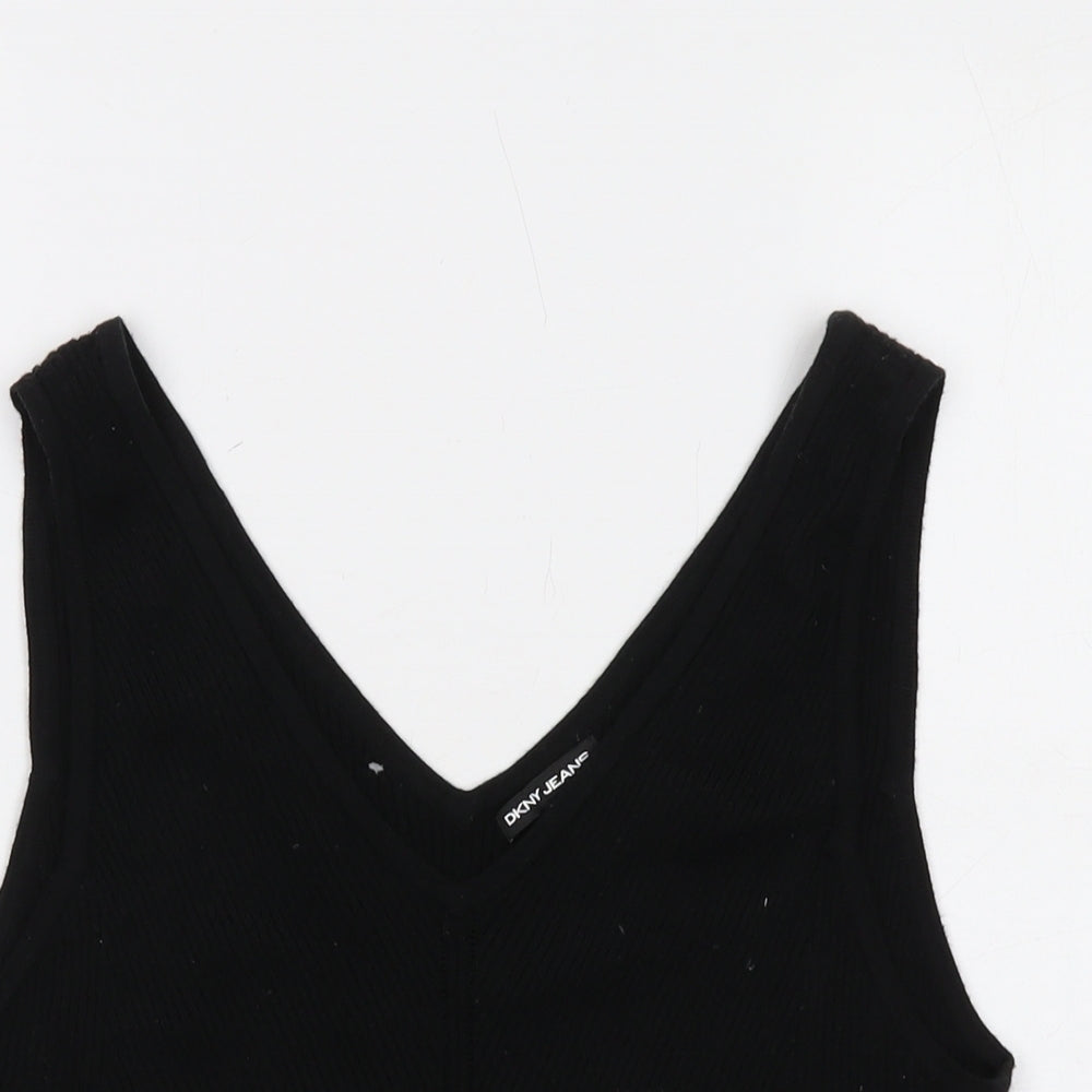 DKNY Womens Black Viscose Basic Tank Size XL V-Neck