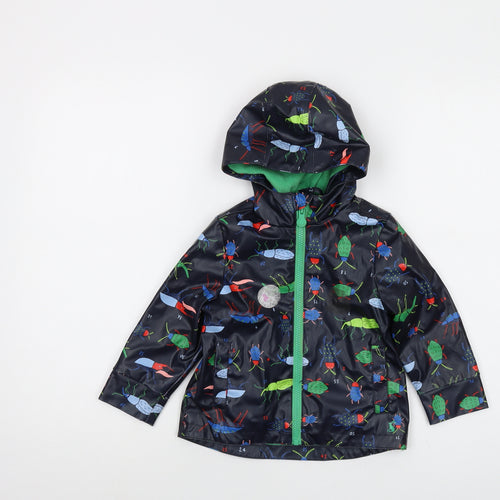 Joues Boys Blue Geometric Rain Coat Coat Size 2 Years Zip