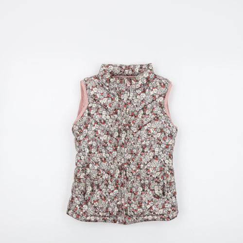 Gap Girls Pink Floral Gilet Waistcoat Size 8-9 Years Zip