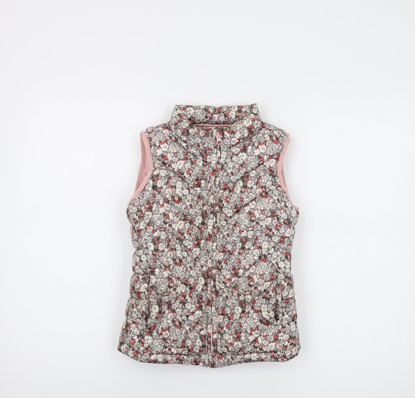Gap Girls Pink Floral Gilet Waistcoat Size 8-9 Years Zip