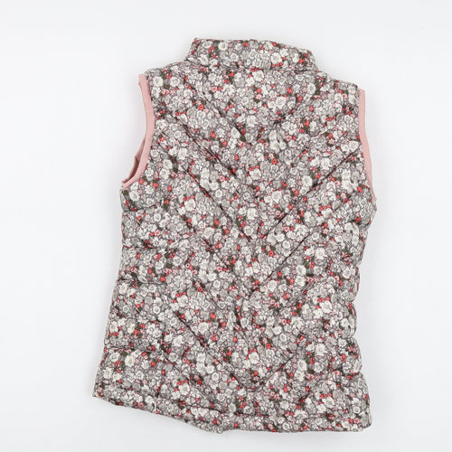 Gap Girls Pink Floral Gilet Waistcoat Size 8-9 Years Zip