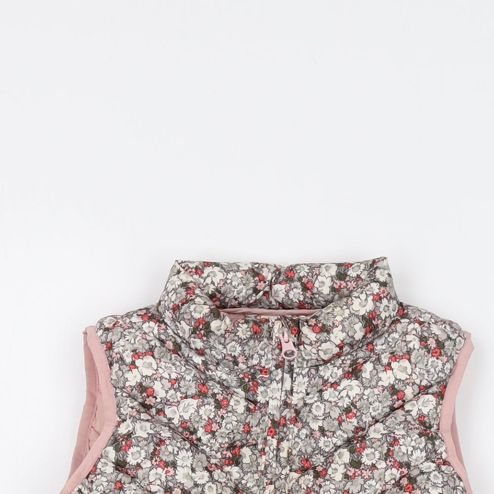 Gap Girls Pink Floral Gilet Waistcoat Size 8-9 Years Zip