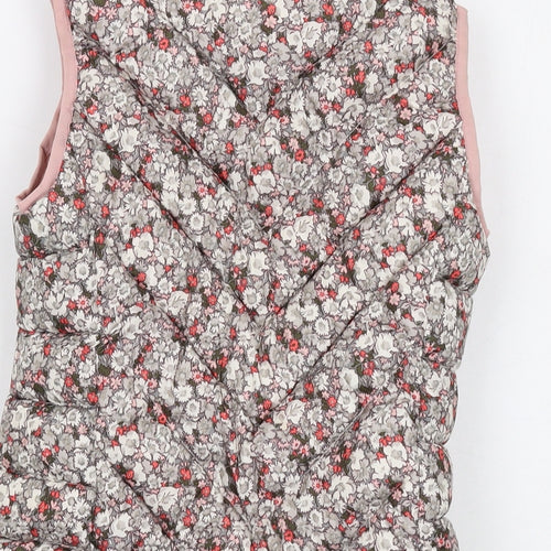Gap Girls Pink Floral Gilet Waistcoat Size 8-9 Years Zip
