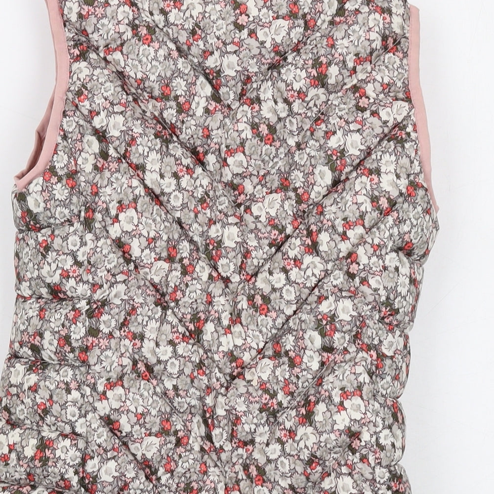 Gap Girls Pink Floral Gilet Waistcoat Size 8-9 Years Zip