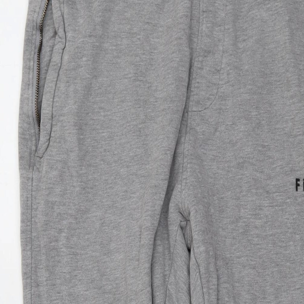 Firetrap Mens Grey Cotton Sweatpants Trousers Size L L29 in Regular Drawstring