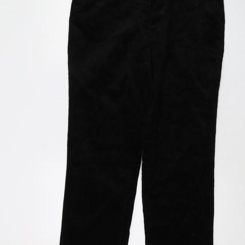 Cotton Traders Mens Black Cotton Trousers Size 34 in L27 in Regular Button