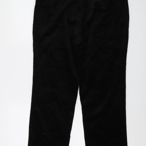 Cotton Traders Mens Black Cotton Trousers Size 34 in L27 in Regular Button