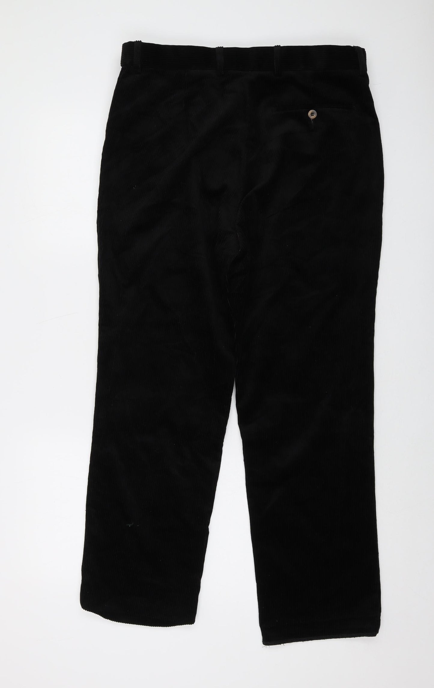 Cotton Traders Mens Black Cotton Trousers Size 34 in L27 in Regular Button