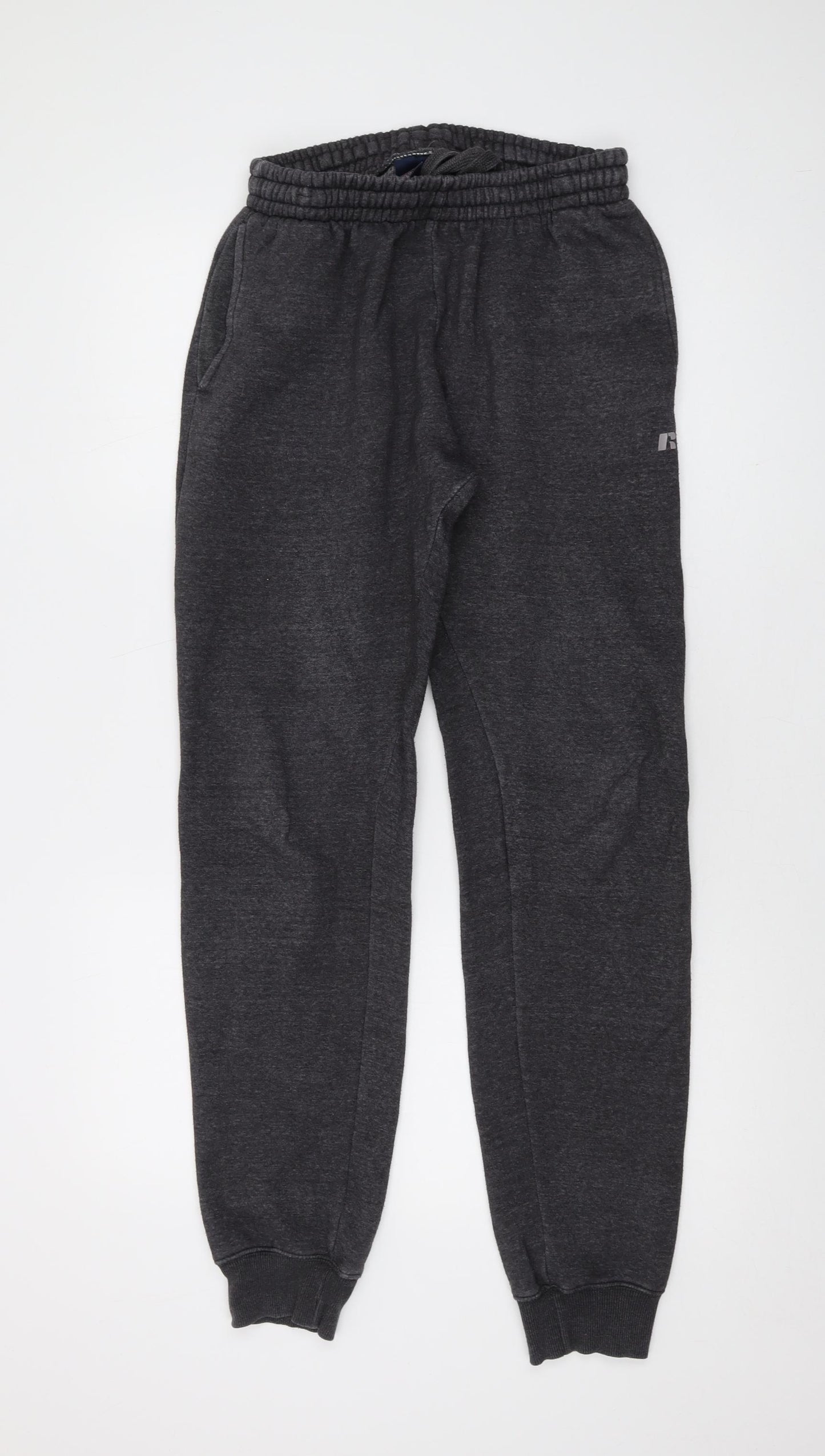 Russell Athletic Mens Grey Polyester Trousers Size M L32 in Regular Drawstring