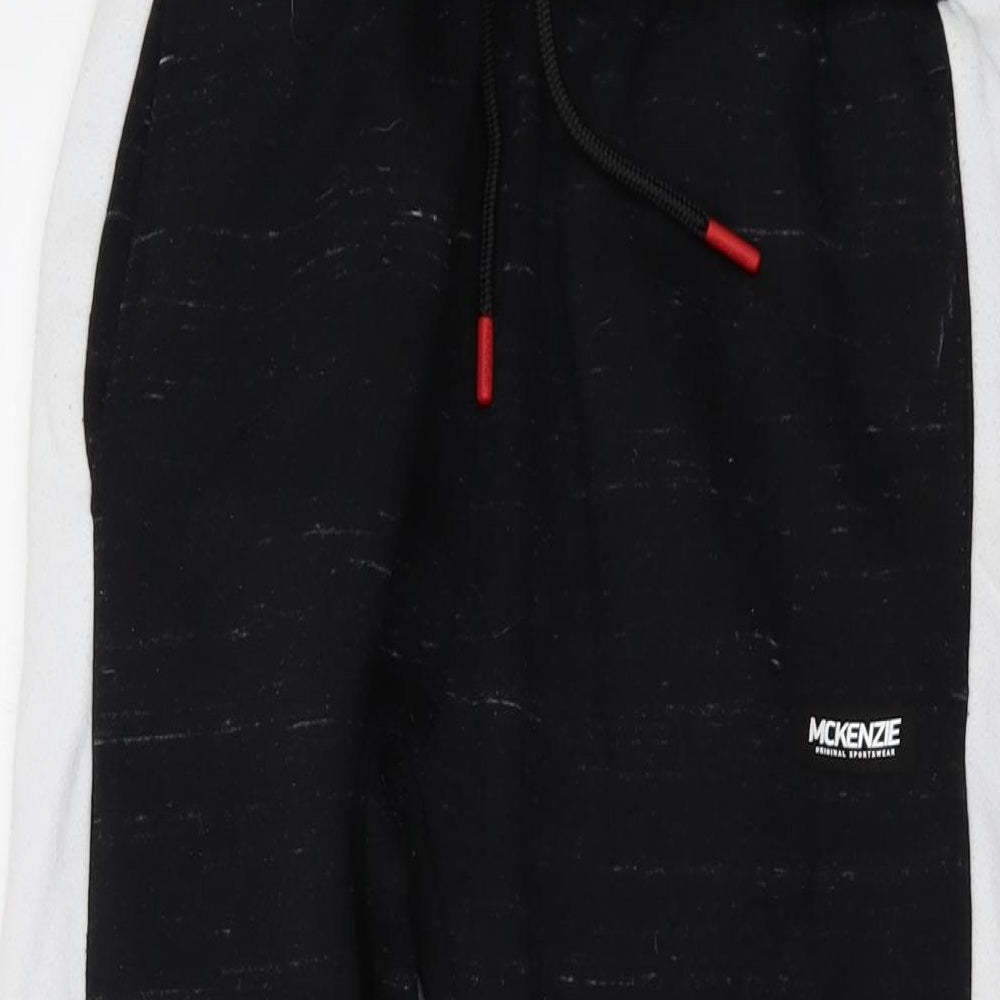 McKenzie Mens Black Cotton Trousers Size M L28 in Regular Drawstring