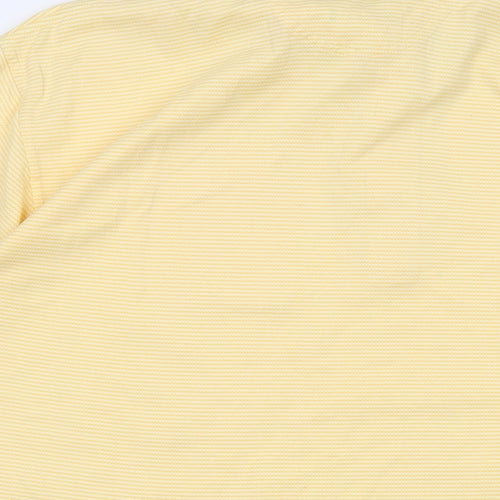 Greg Norman Mens Yellow Striped Cotton Polo Size XL Collared Button