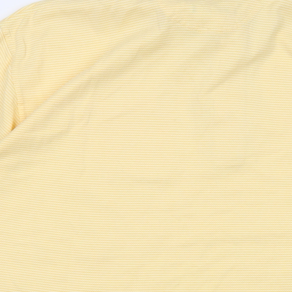 Greg Norman Mens Yellow Striped Cotton Polo Size XL Collared Button