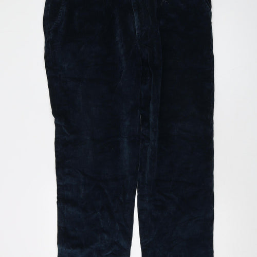 Gurteen Mens Blue Cotton Trousers Size 38 in L30 in Regular Button