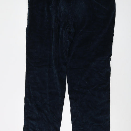 Gurteen Mens Blue Cotton Trousers Size 38 in L30 in Regular Button