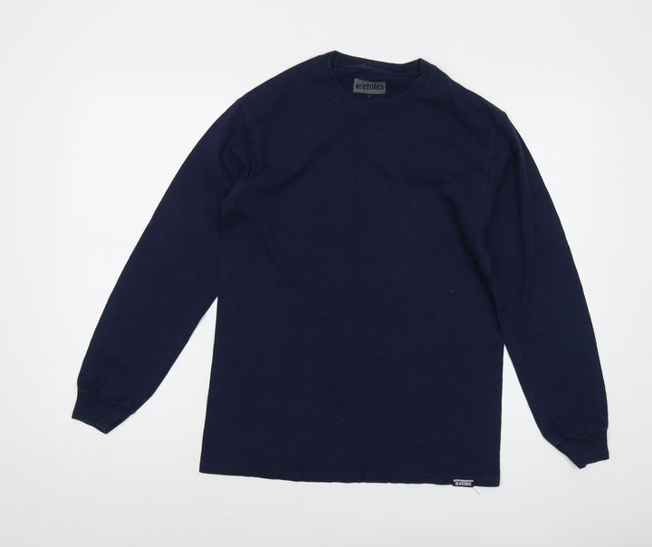 Enties Mens Blue Cotton T-Shirt Size S Crew Neck