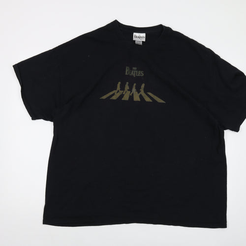 The Beatles Mens Black Cotton T-Shirt Size 2XL Crew Neck