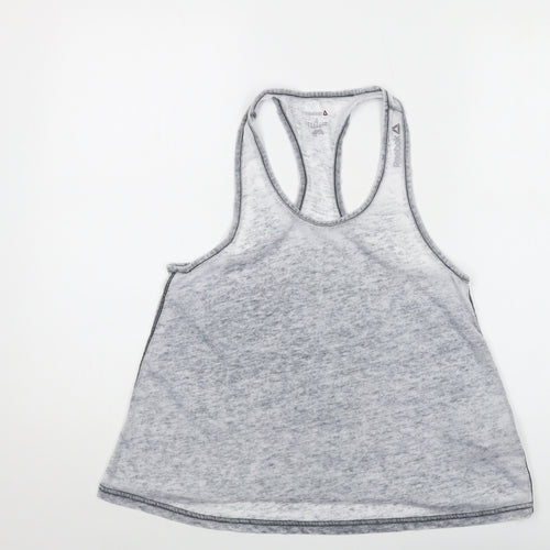 Reebok Womens Grey Polyester Basic Tank Size S Round Neck Pullover
