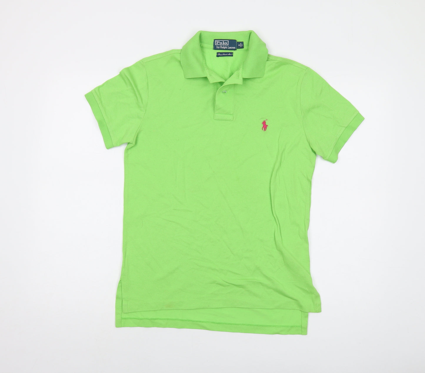 Polo Ralph Lauren Mens Green Cotton Polo Size S Collared Button