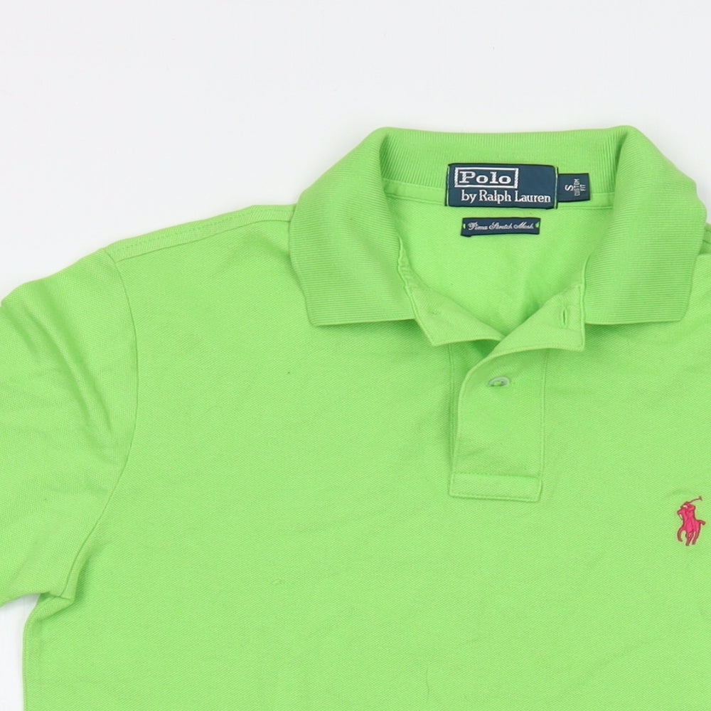 Polo Ralph Lauren Mens Green Cotton Polo Size S Collared Button