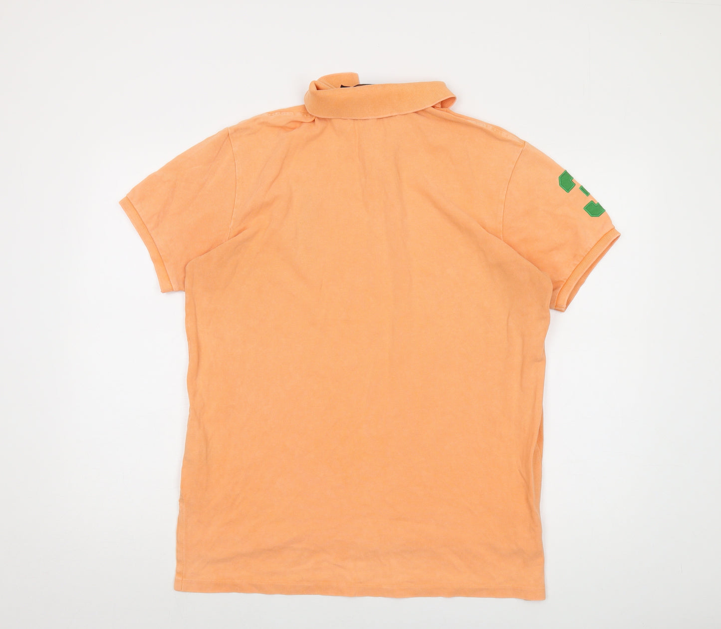 Polo Ralph Lauren Mens Orange Cotton Polo Size L Collared Button