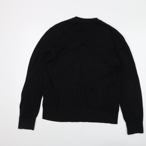 Gap Mens Black V-Neck Cotton Pullover Jumper Size M Long Sleeve