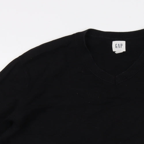 Gap Mens Black V-Neck Cotton Pullover Jumper Size M Long Sleeve