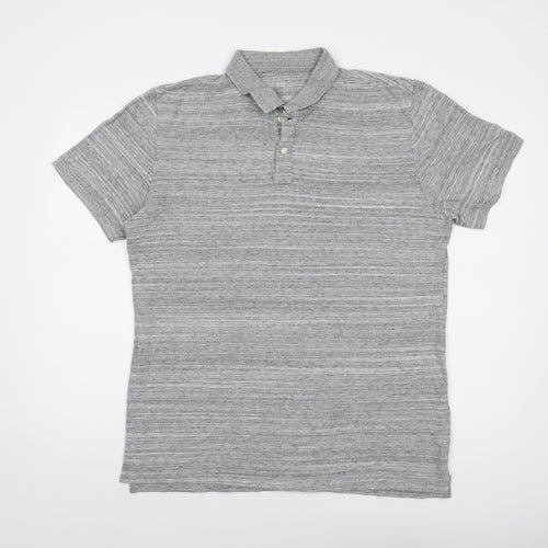 Gap Mens Grey Cotton Polo Size L Collared Button