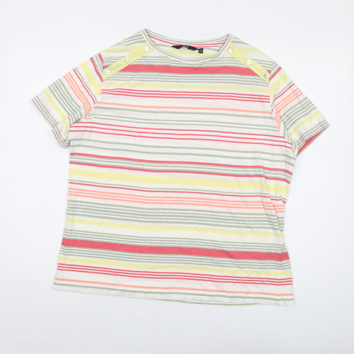 EWM Womens Multicoloured Striped Cotton Basic T-Shirt Size 18 Round Neck