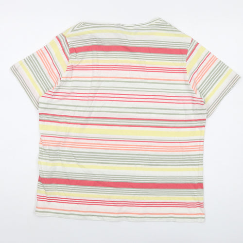 EWM Womens Multicoloured Striped Cotton Basic T-Shirt Size 18 Round Neck